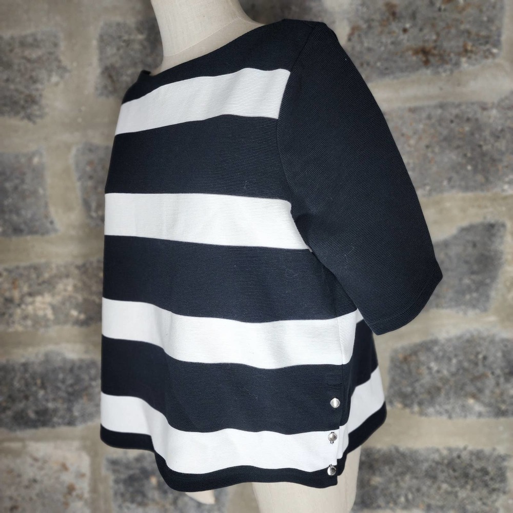 RALPH LAUREN sz XL black white horizontal stripe short sleeve top shirt - Picture 3 of 7